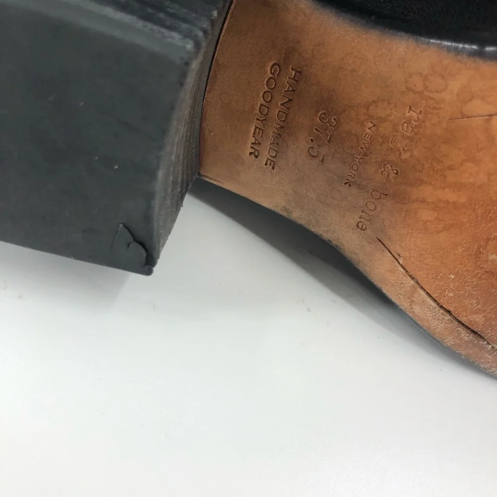 ✅ Rag & Bone Black Razor Leather Ankle‎ Boots 37.5